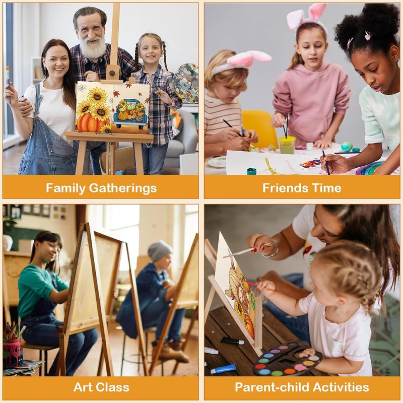 Anseal 12 Packs Thanksgiving Pre Drawn Canvas to Paint, 5" X 7" Fall Pre Printed Canvas for Kids, Pre Stretched Canvas Outline Painting Boards for Beginners, Students, Party Favor - Image 5